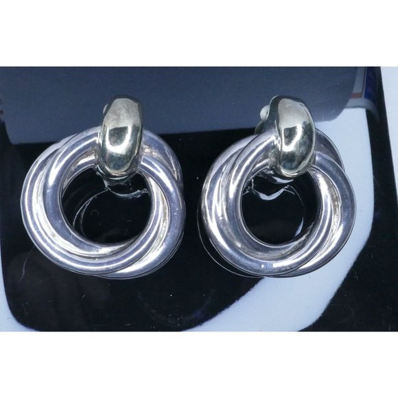 Vintage Sterling Silver Two Tone Electroform Wreath Earrings Signed CO - Picture 3 of 13